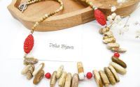 Colier statement handmade unicat - jasp si cinabru