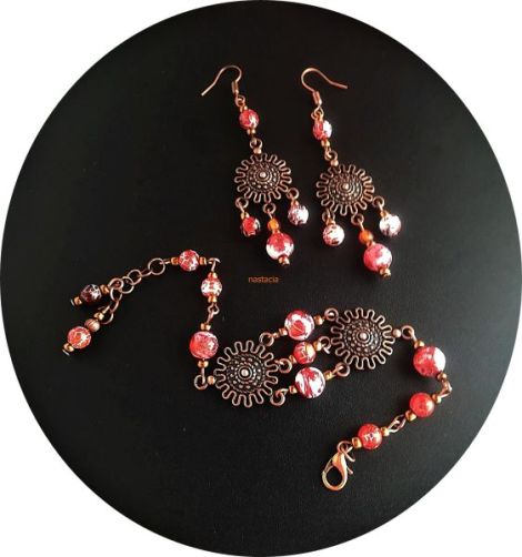 set antichizat dantelat cu agate
