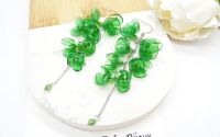 Cercei handmade unicat Flori delicate din plastic 