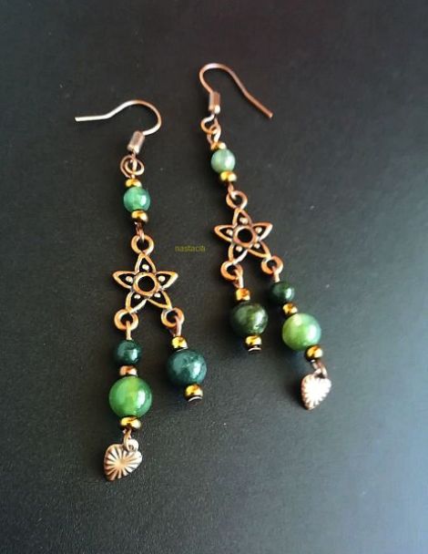 Cercei chandeliere cuprate cu agate indiene