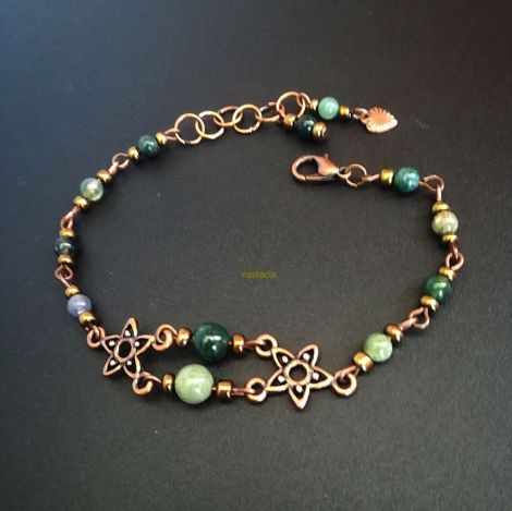 Bratara cu chandeliere cuprate si agate indiene