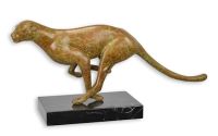 Puma alergand-statueta din bronz cu soclu marmura