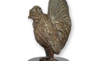 Cocos-statueta din bronz cu soclu din marmura