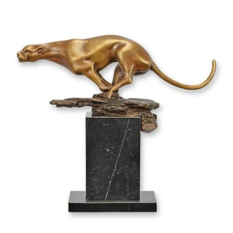 Jaguar alergand-statueta din bronz