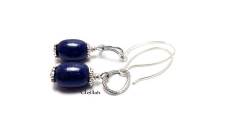 Cercei cu butoiase lapis lazuli