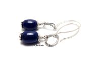 Cercei cu butoiase lapis lazuli