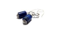 Cercei cu lapis lazuli forma cilindrica