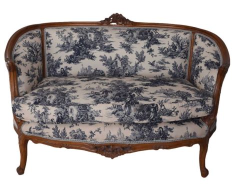 Sofa Rococo din lemn masiv cu tapiterie creton