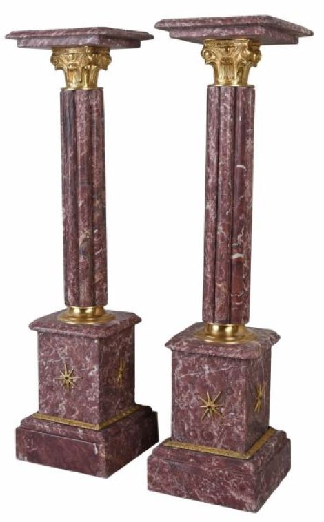 Set doua piedestaluri baroc din marmura