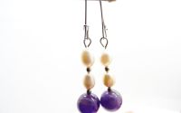 Cercei handmade cu ametist natural i perle de cul