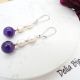 Cercei handmade cu ametist natural i perle de cul
