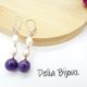 Cercei handmade cu ametist natural i perle de cul