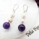 Cercei handmade cu ametist natural i perle de cul