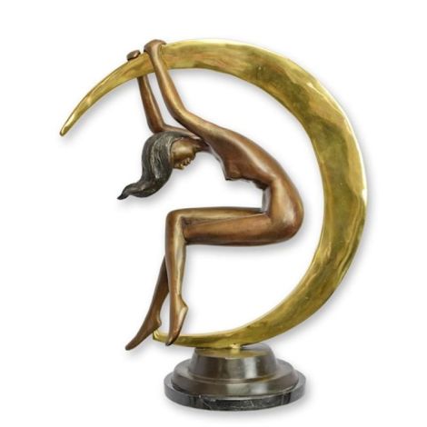 Femeie nud si semiluna-statueta din bronz