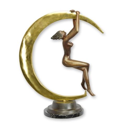 Femeie nud cu semiluna-statueta din bronz