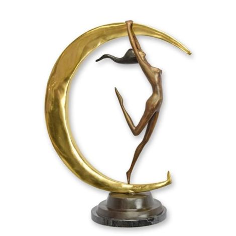 Femeie nud cu semiluna-statueta din bronz