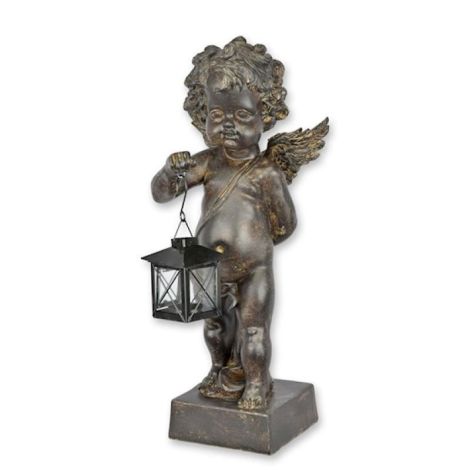 Ingeras cu felinar-figurina decorativa din rasini
