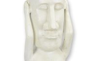 Statueta Moai-ghiveci plante din fonta antik white