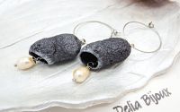 Cercei handmade din coconi de mtase cu perl natu