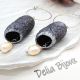 Cercei handmade din coconi de mtase cu perl natu