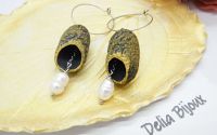 Cercei handmade din coconi de mtase cu perl natu