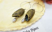 Cercei handmade din coconi de mtase cu perl natu