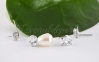 Baza cercei argint 925 si cubic zirconia 8x7.5mm