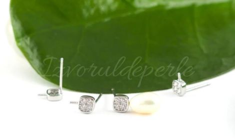 Baza cercei argint 925 si cubic zirconia 5x5mm