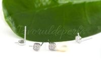 Baza cercei argint 925 si cubic zirconia 5x5mm