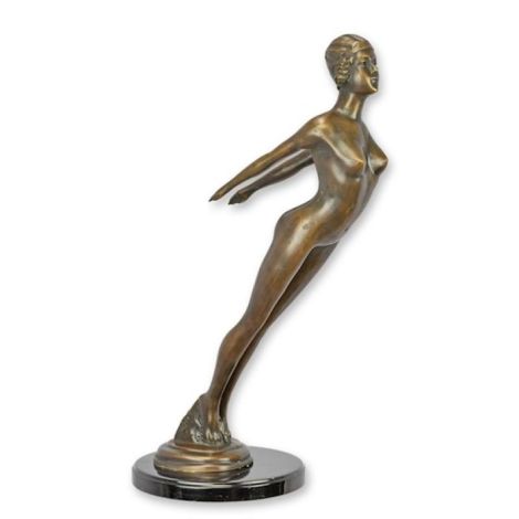Femeie nud-statueta din bronz cu un soclu din marm