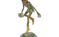 Goblin cu o frunza-statueta din bronz 