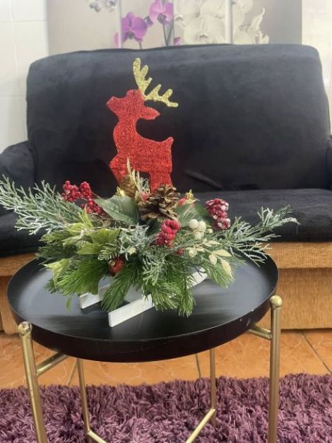 Decoratiune Craciun Ren cu sclipici