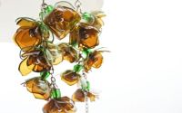 Cercei statement unicat flori maro handmade din pl