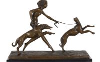 Zeita Diana cu ogarii-statueta din bronz 