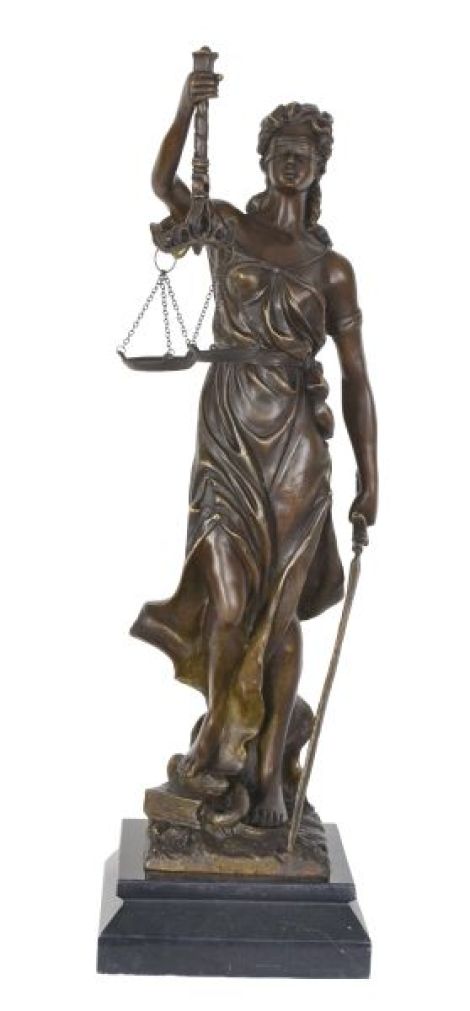 Justitia-statueta Art Nouveau din bronz