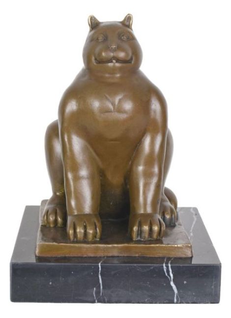 Pisica dolofana-statueta din bronz cu soclu din ma
