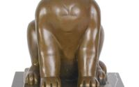 Pisica dolofana-statueta din bronz cu soclu din ma