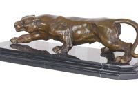 Leopard-statueta Art Deco din bronz 