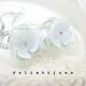 Cercei handmade flori albe verzi plastic reciclat 