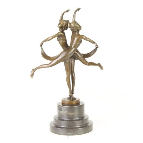 Gemeni-statueta bronz pe un soclu marmura
