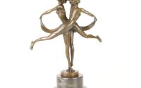 Gemeni-statueta bronz pe un soclu marmura