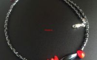 Colier argint 925 cu hematit si coral rosu