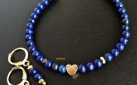 set lapis lazuli cu inimioara