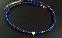 colier lapis lazuli cu inimioara