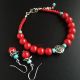 set floral coral rosu si argint