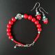 set floral coral rosu si argint