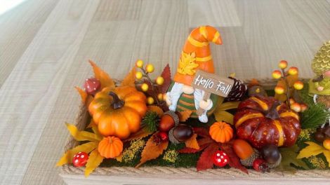 Decor de toamna Hello Fall aranjament handmade