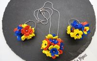 Set bijuterii handmade cu flori - Tricolorul Roman