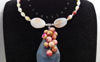 Colier statement unicat cu jad agate i ceramic 