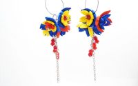 Cercei handmade statement - flori - Tricolorul Rom